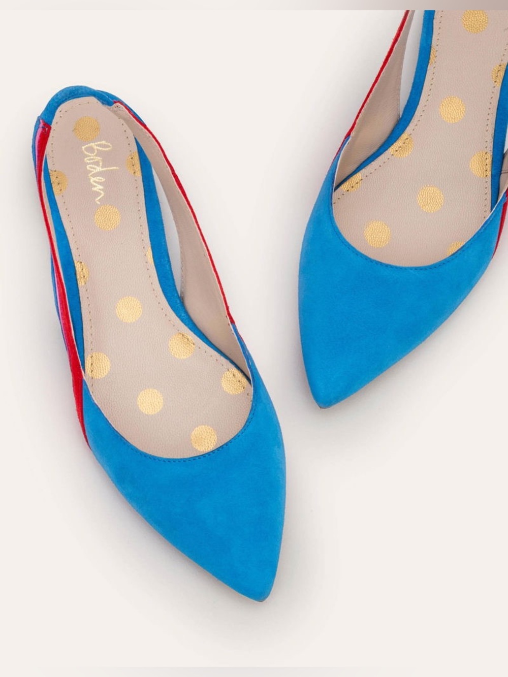 Boden Louisa Flat Slingback Flats Blue Red Pink Stripes NWOT Casual Shoes US 8